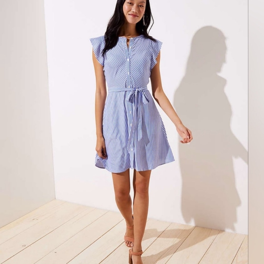 LOFT Blue Striped Dress